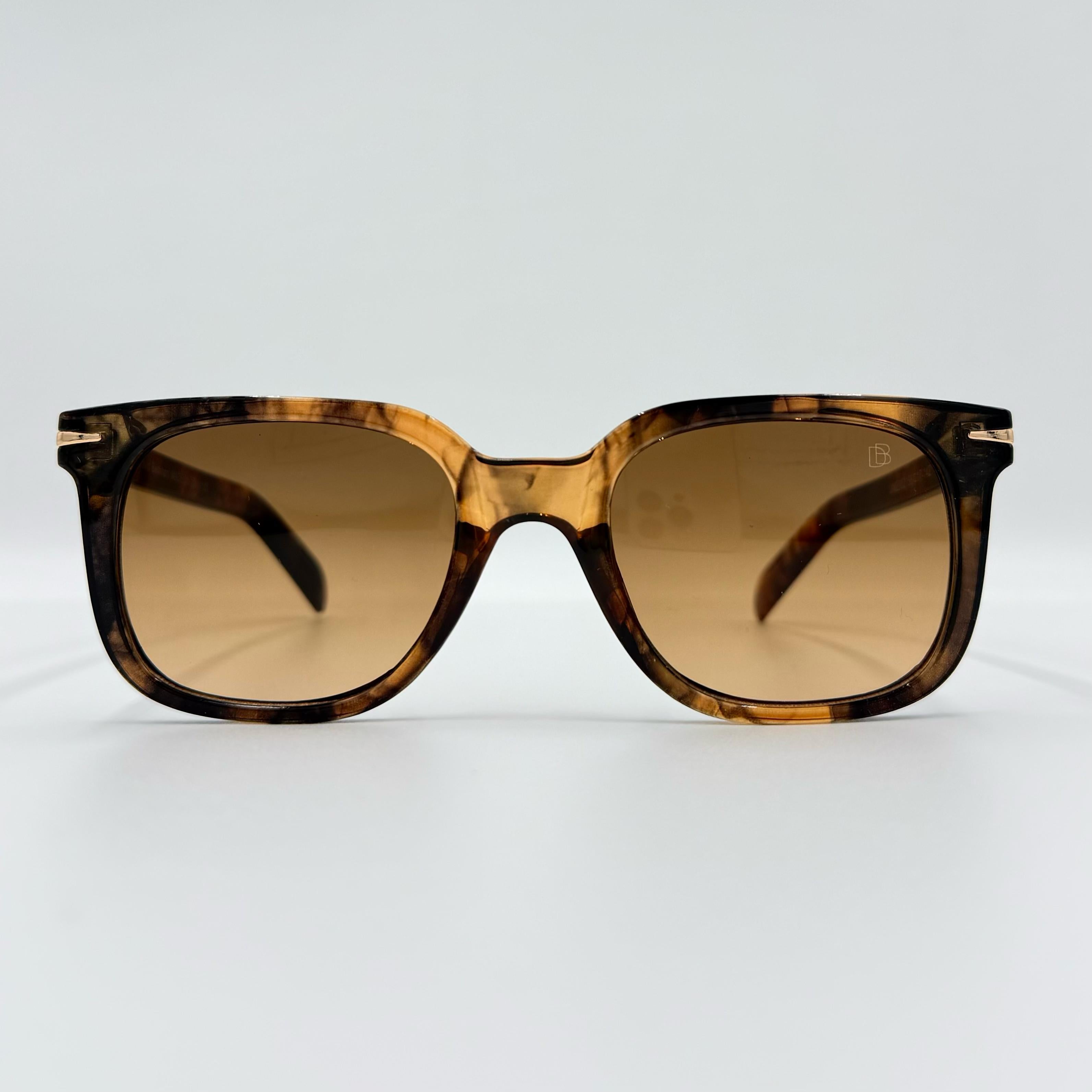 David Beckham UM2002 Square Sunglasses ā Black & Brown Frames with Orange or Blue Lenses