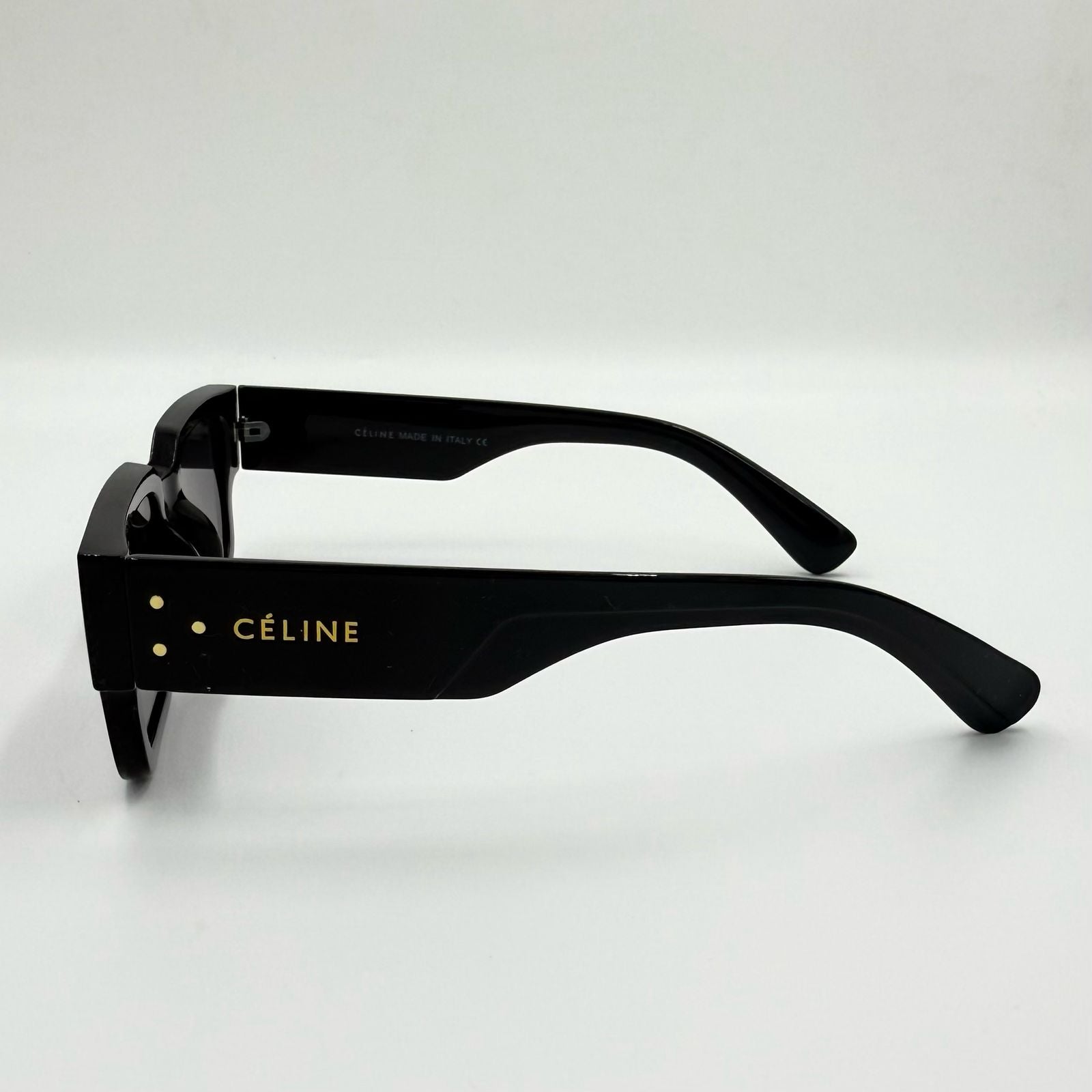 Celine 36268 Rectangle Sunglasses ā Black & Milky Hazelnut with Signature Temple Detail