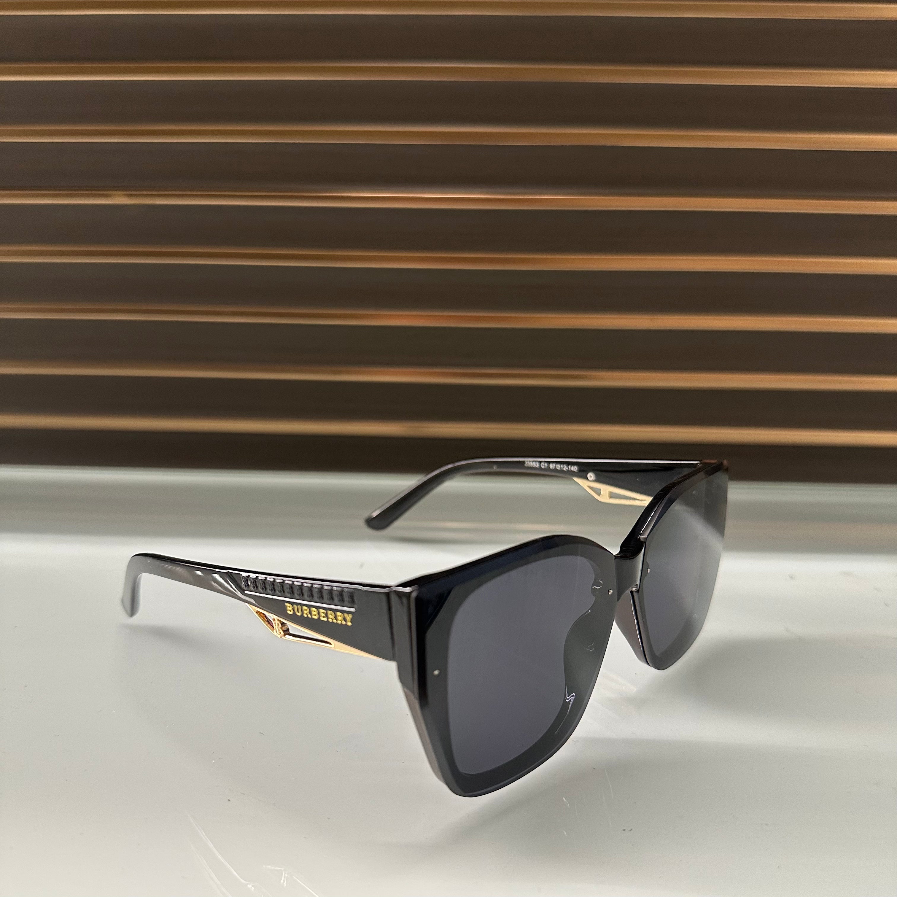 Burberry 23553 Square-Frame Sunglasses – Burberry Check, Gradient Dark Brown or Black Lenses