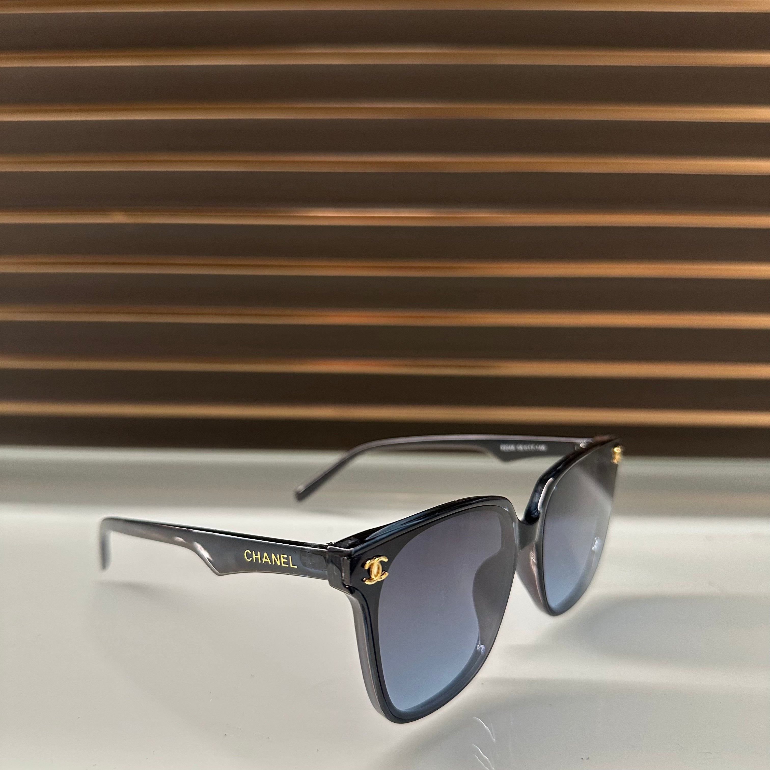 Chanel 82246 Sunglasses – Square Cat-Eye in Blue & Black with Front Logo