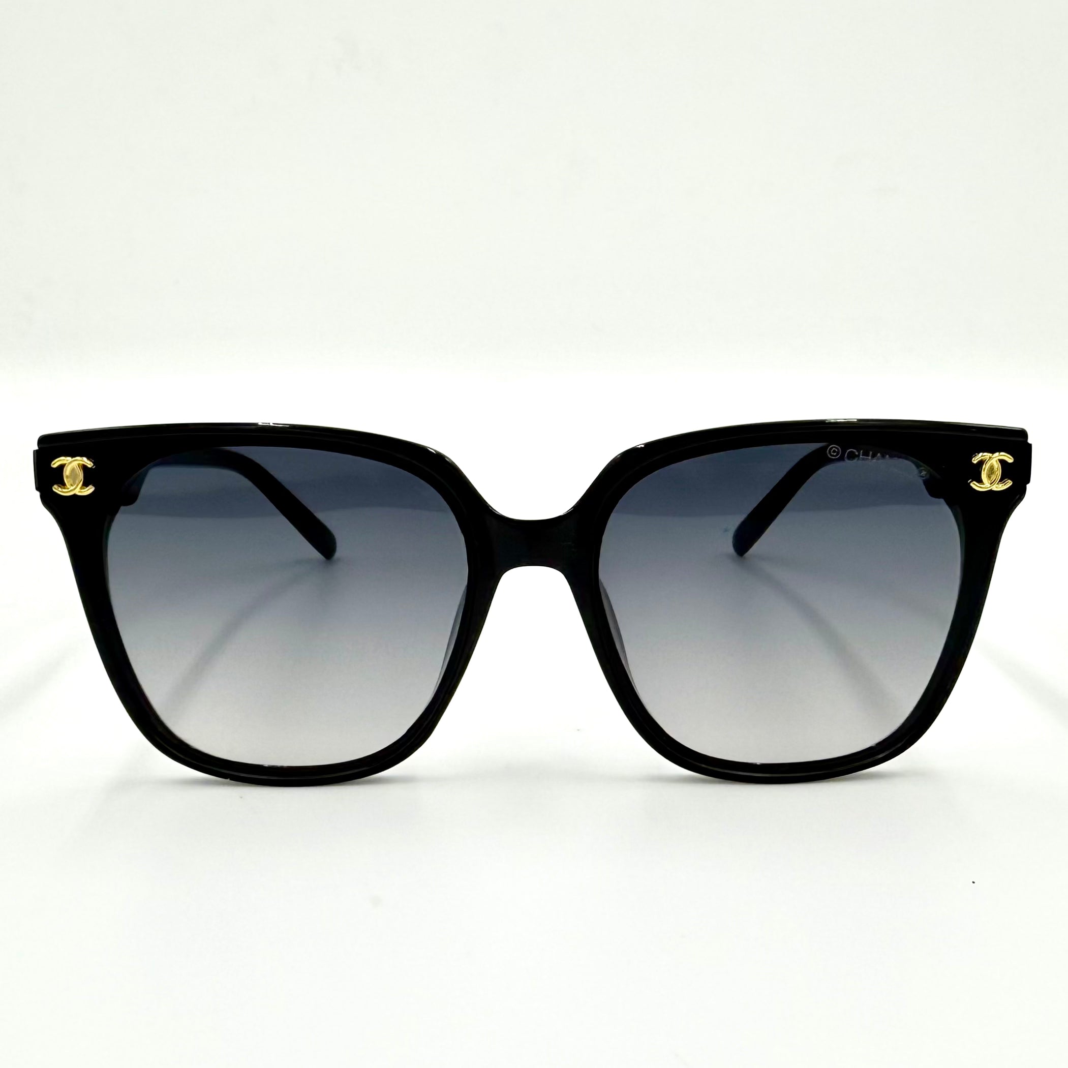 Chanel 82246 Sunglasses – Square Cat-Eye in Blue & Black with Front Logo