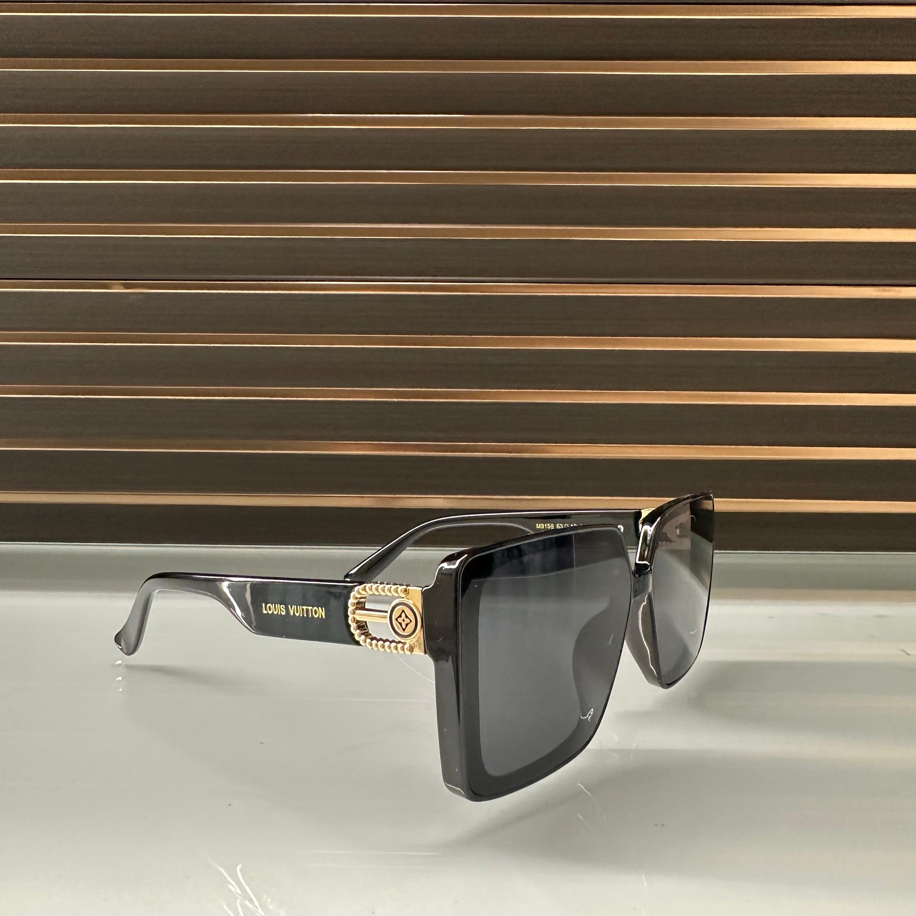 Louis Vuitton M9159 Black Sunglasses – Gold Side Logo Band Design