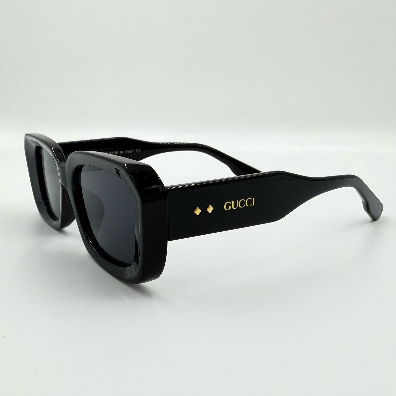 Gucci 23536 Cat-Eye Sunglasses – Shiny Black, Turquish Blue & Tie-Dye Brown