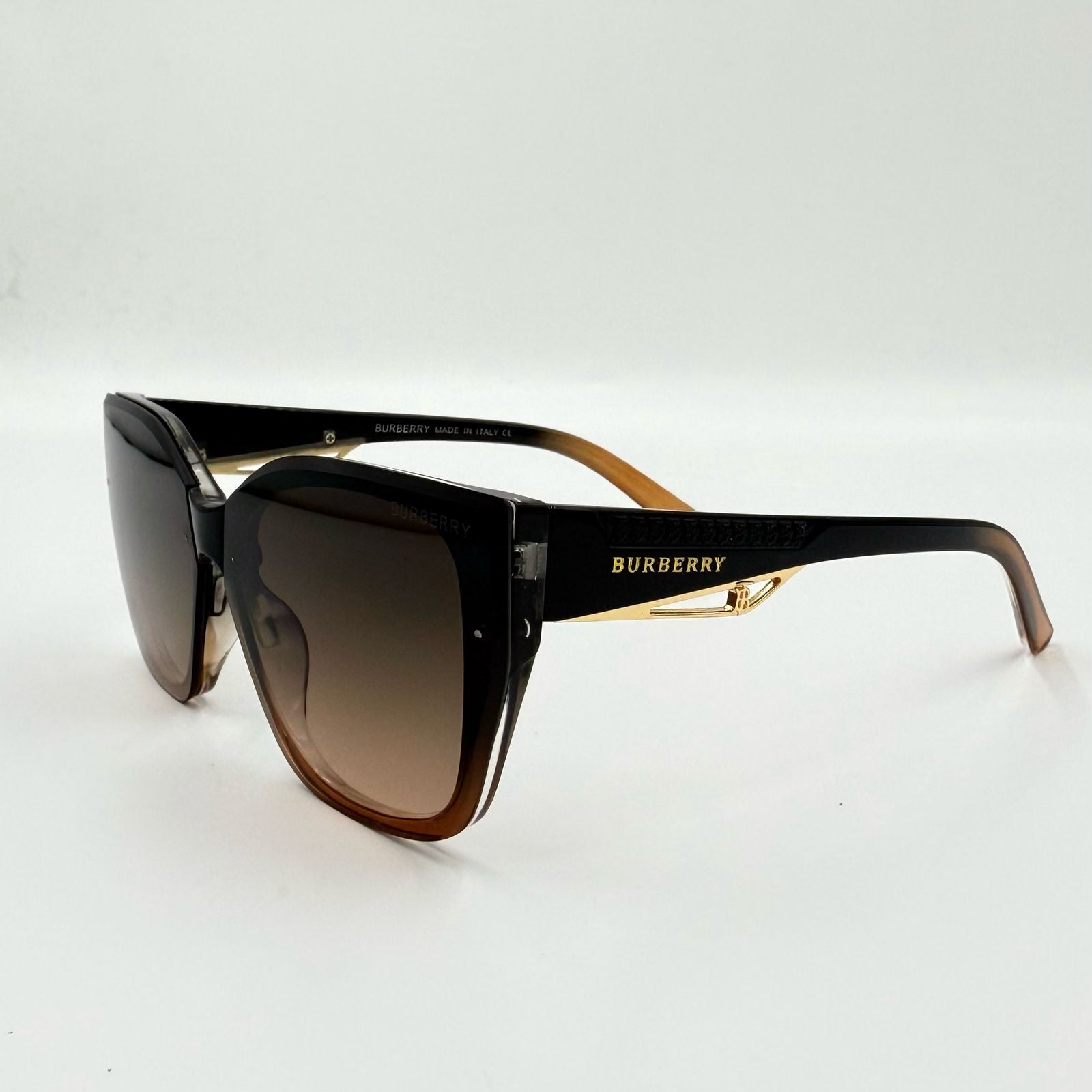 Burberry 23553 Square-Frame Sunglasses – Burberry Check, Gradient Dark Brown or Black Lenses
